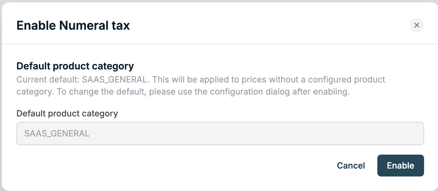 Confirm the default product category