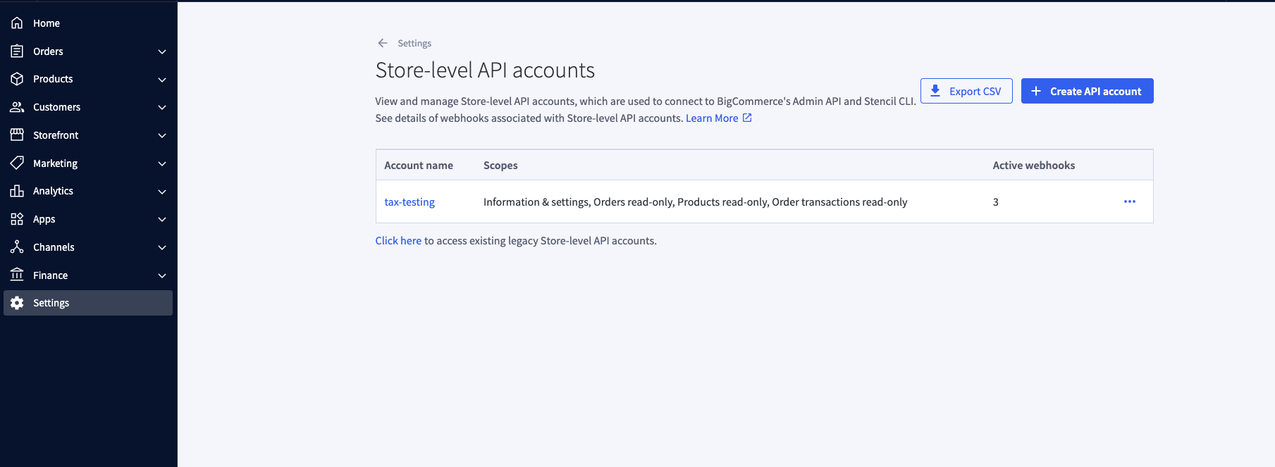 Create API Account