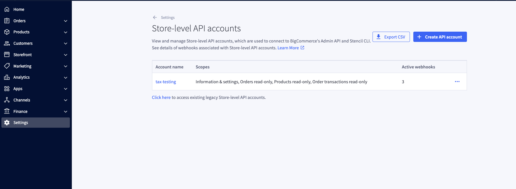Create API Account