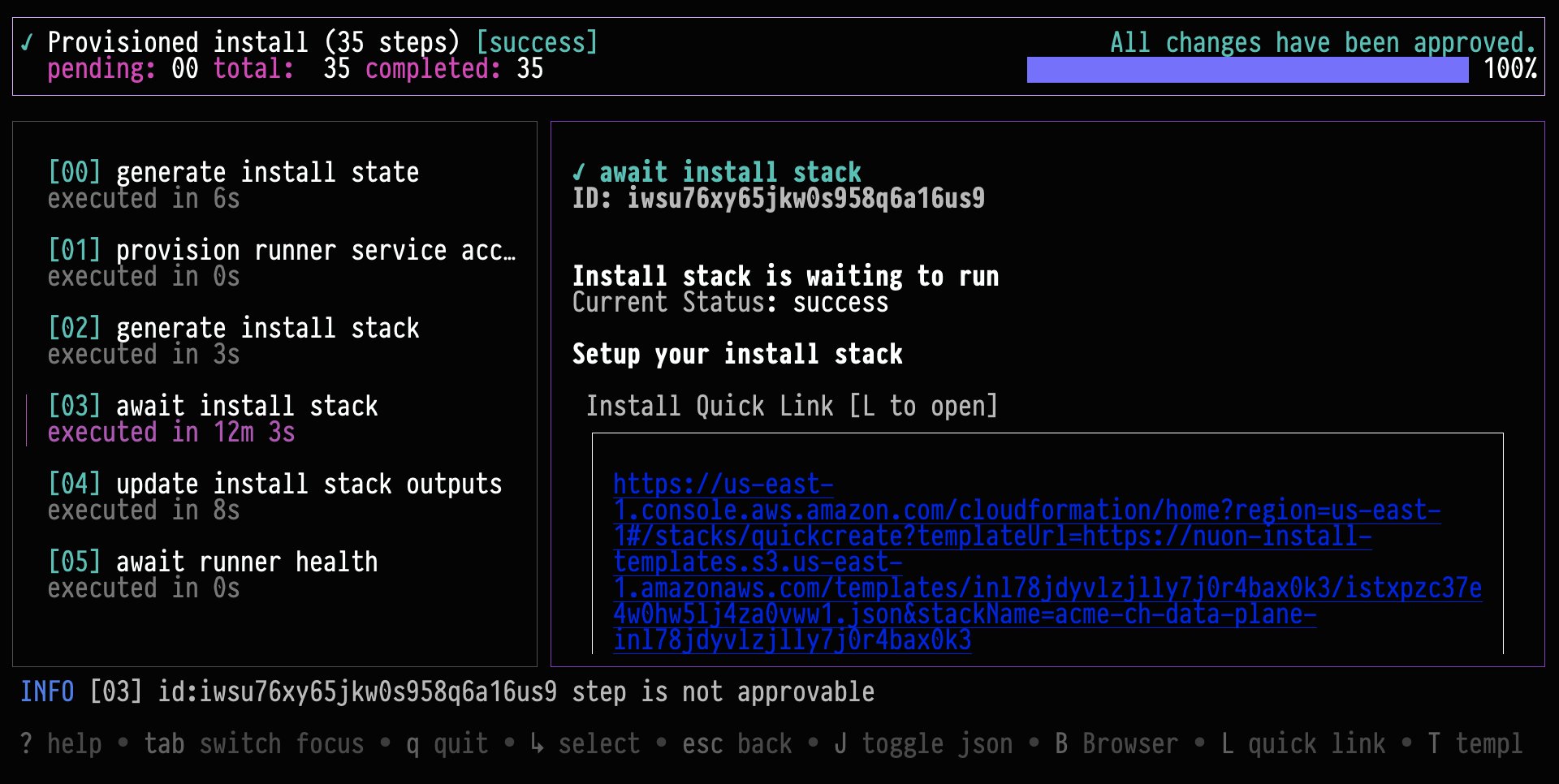 Nuon CLI TUI