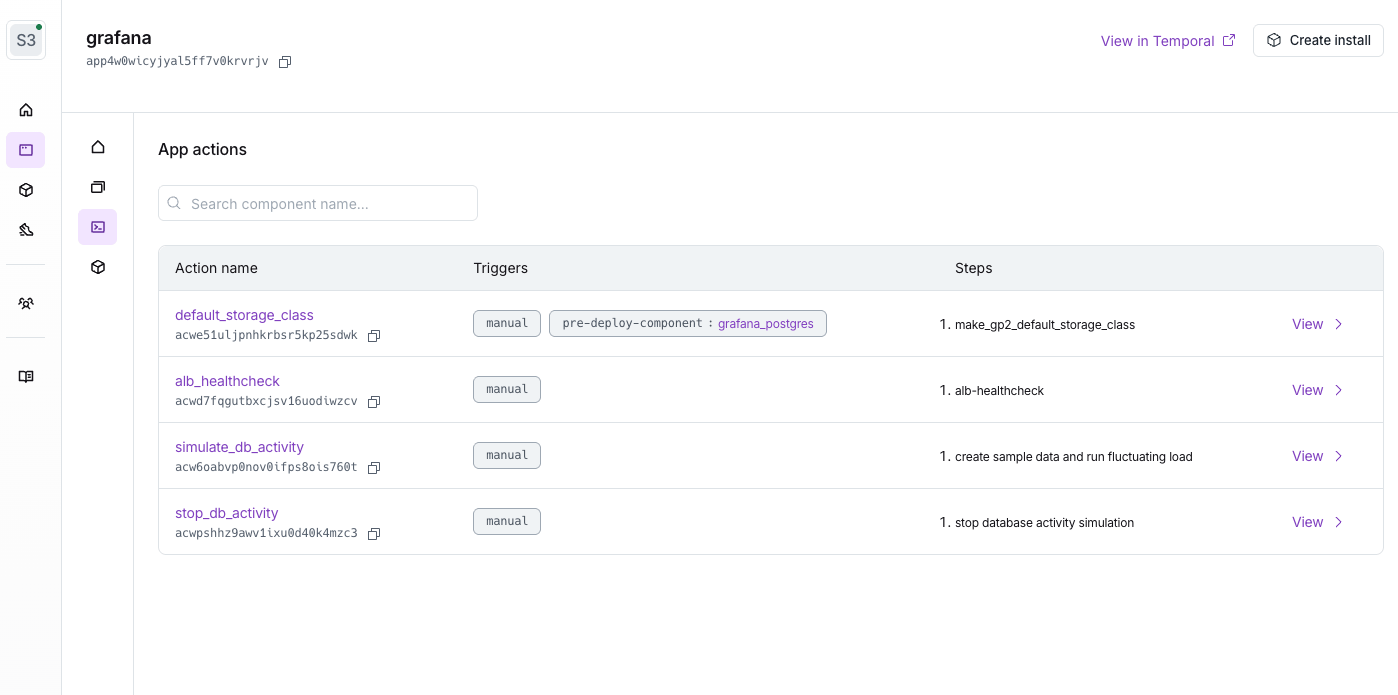 Actions list