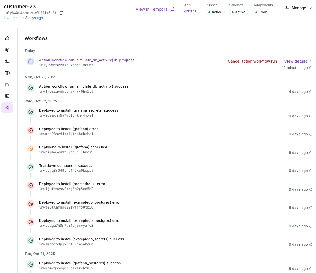 Workflows List
