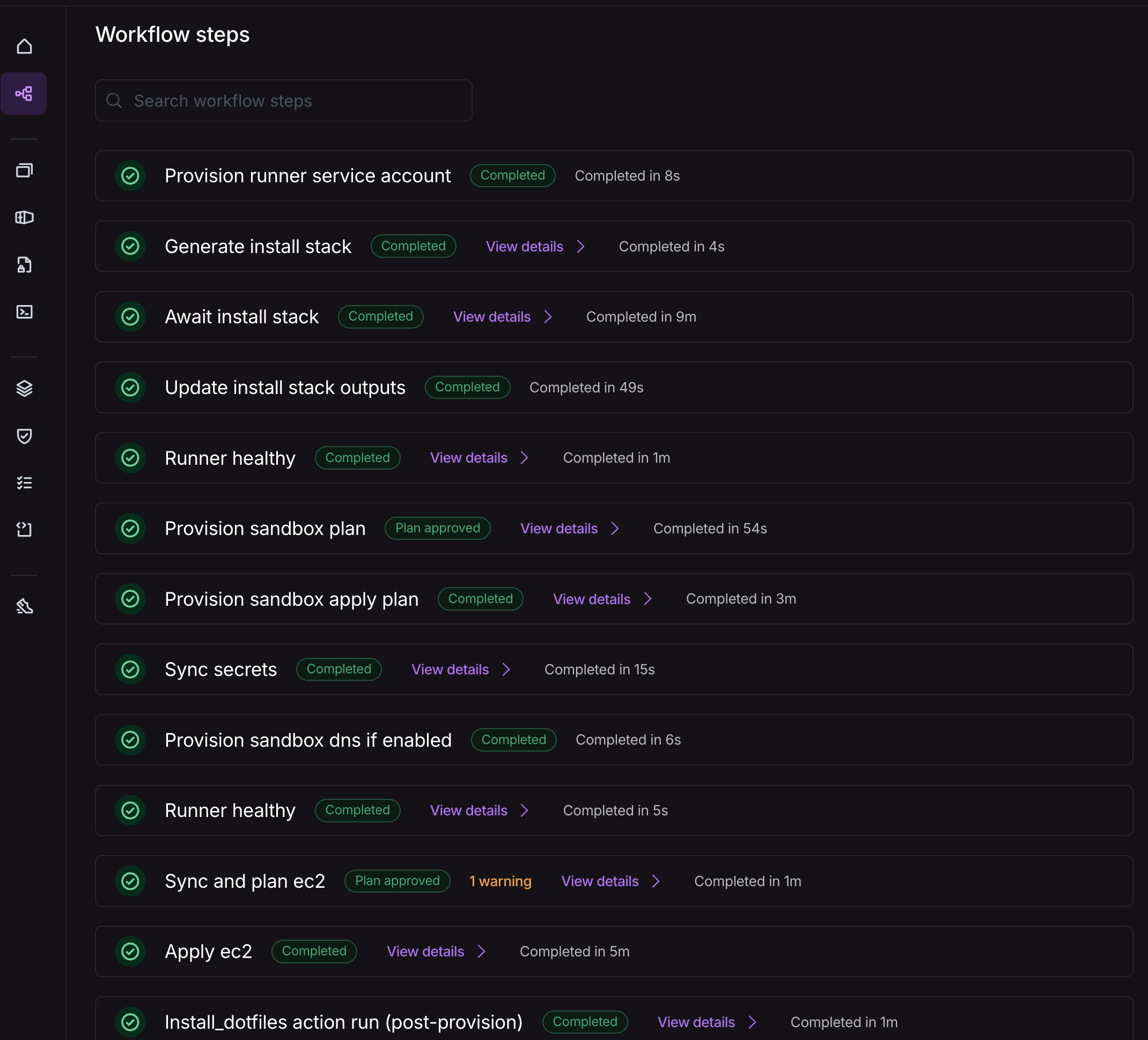 Install workflow