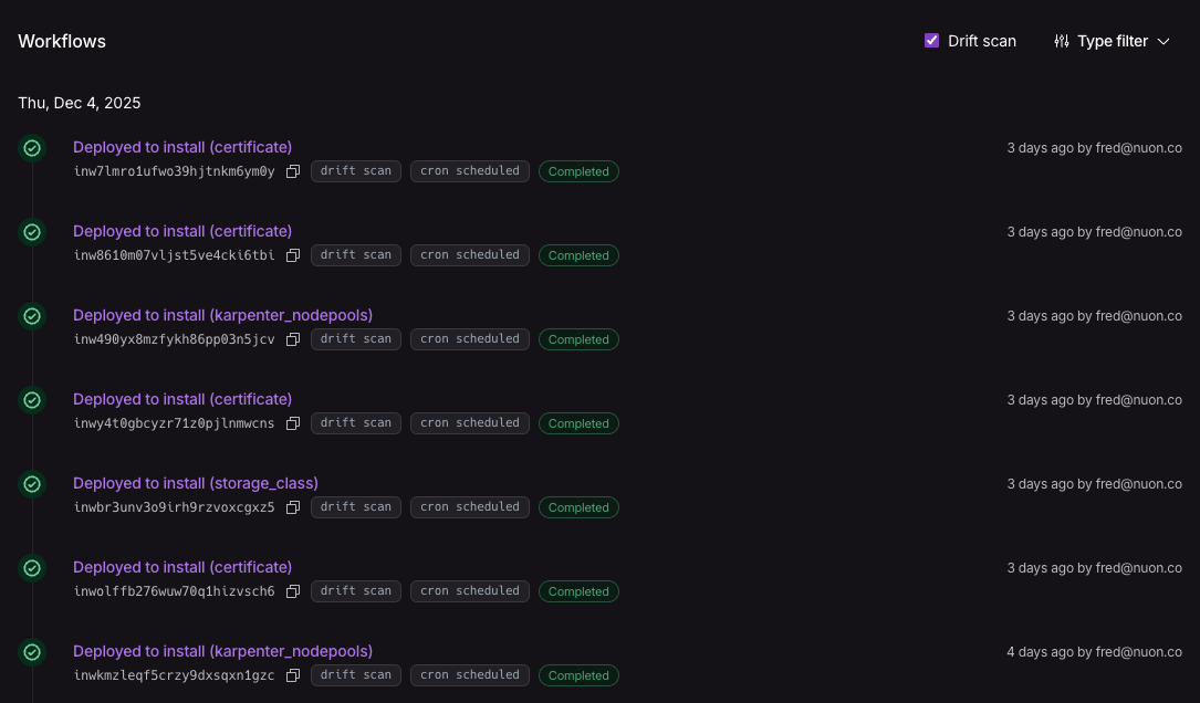 Dashboard - Install Workflows