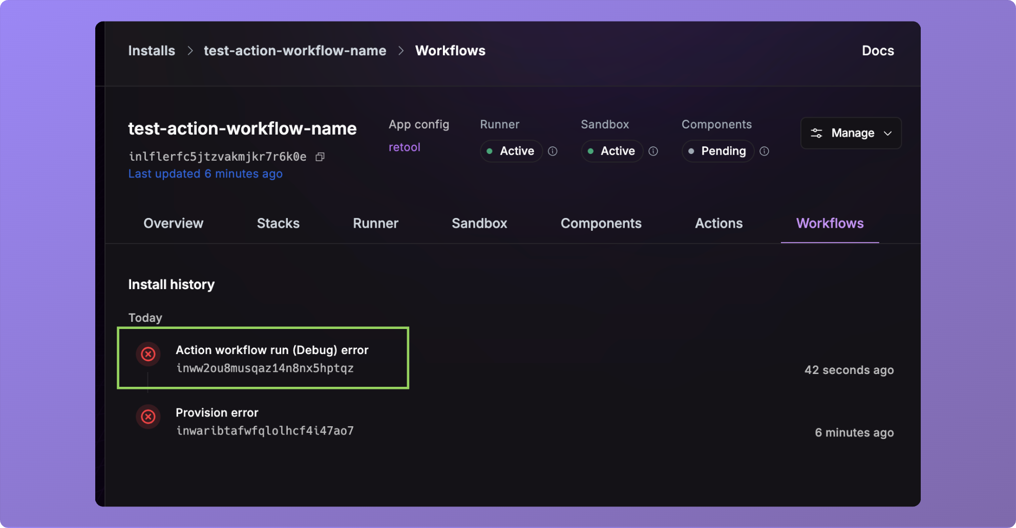 Improved Workflow history for Action runs