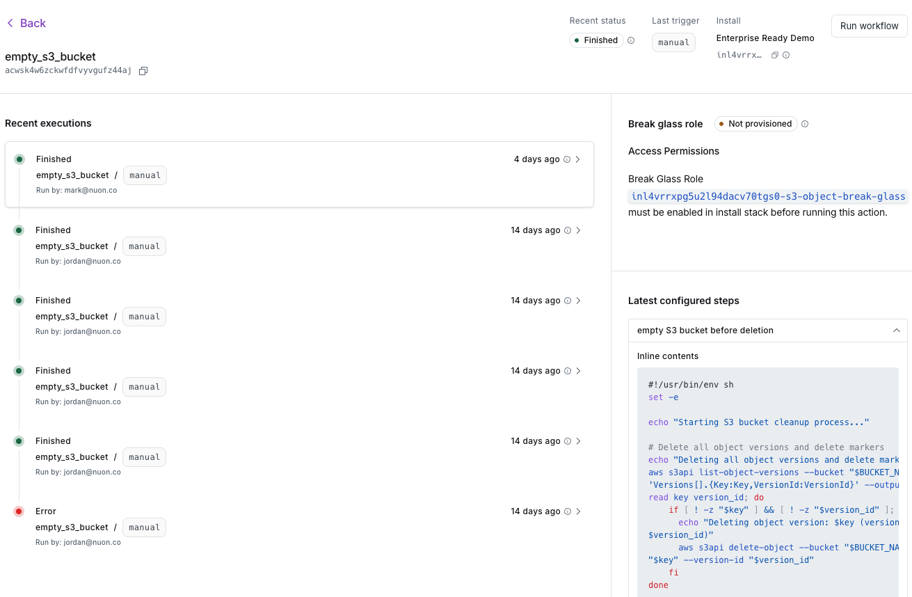 Action workflows & steps