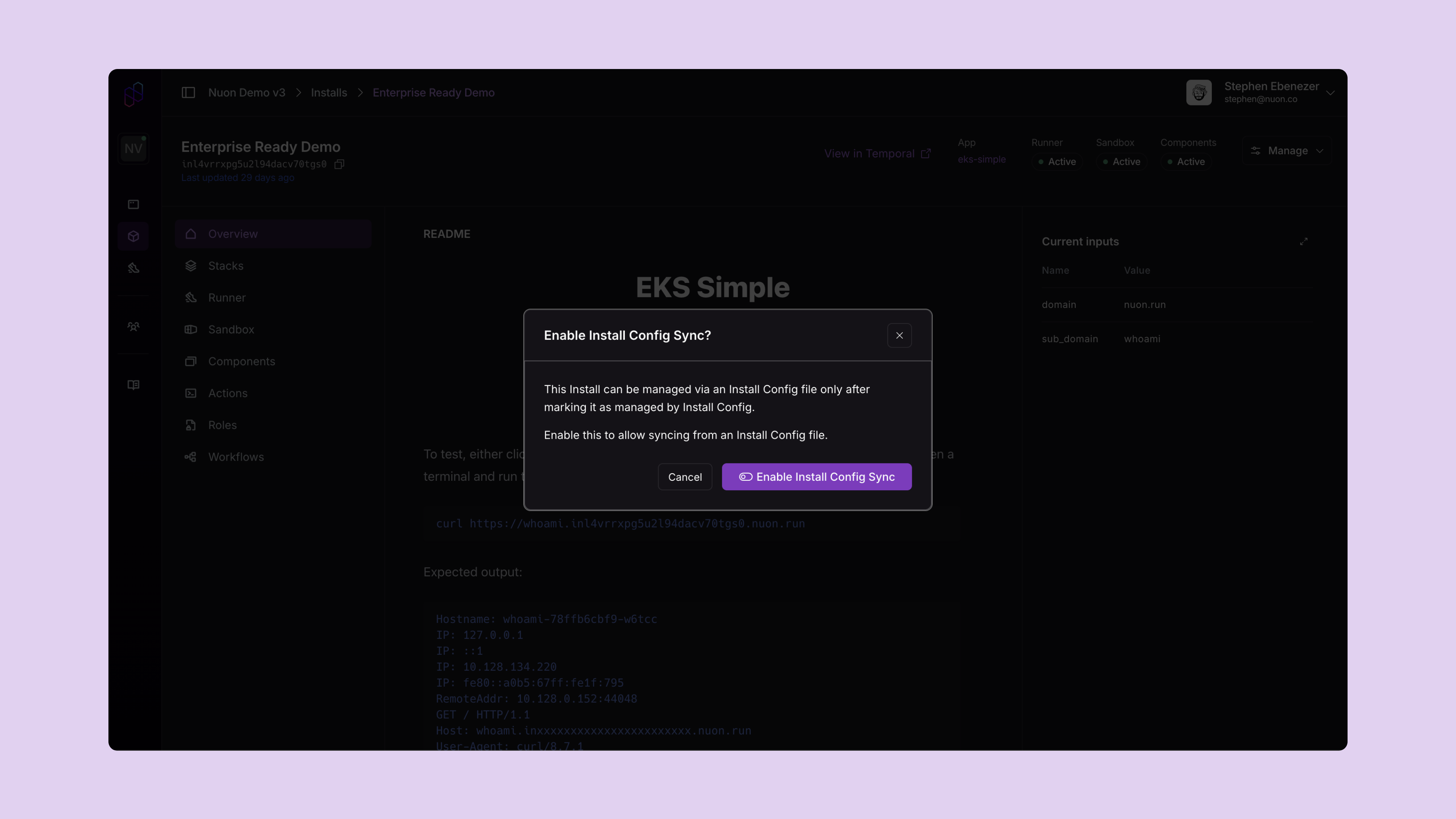 New install config toggle button