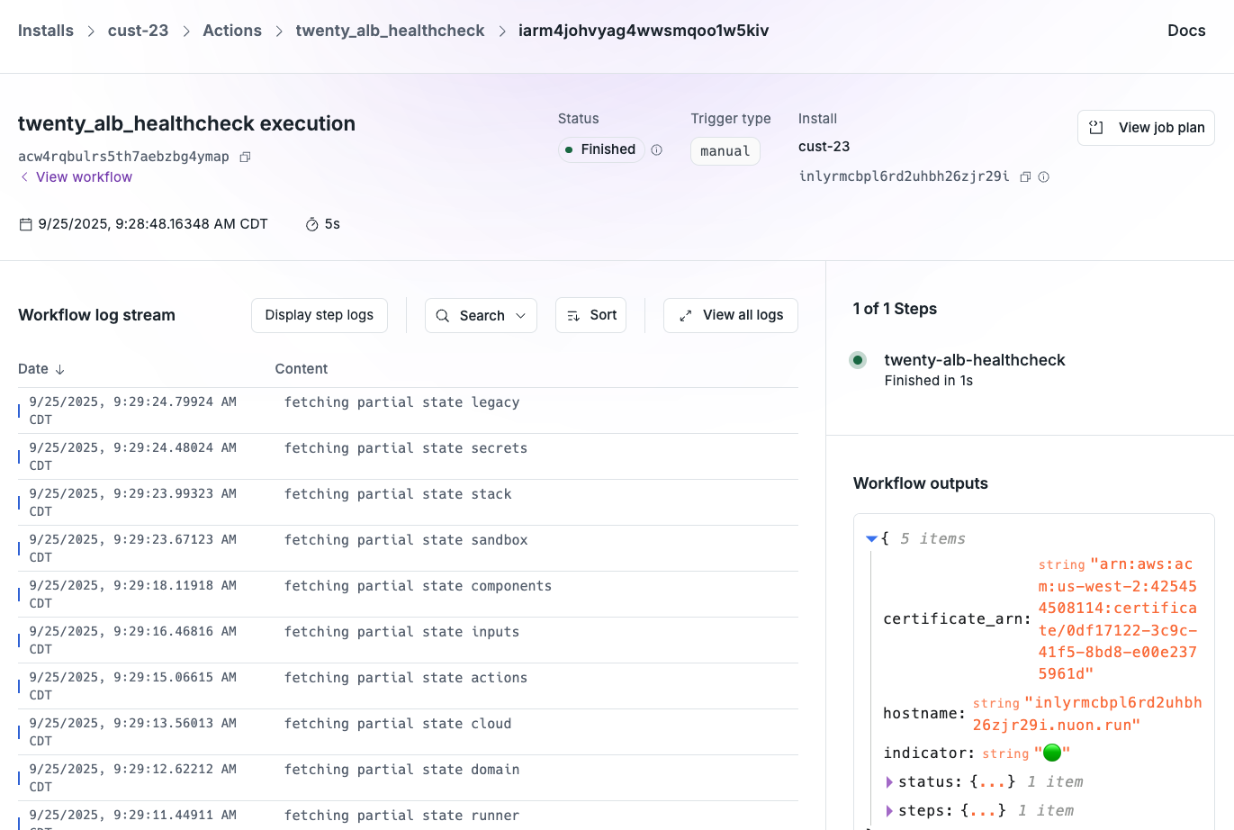 Dashboard UI - Install Workflows Health Check