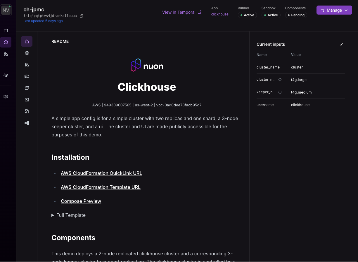 Dashboard - Nuon documentation