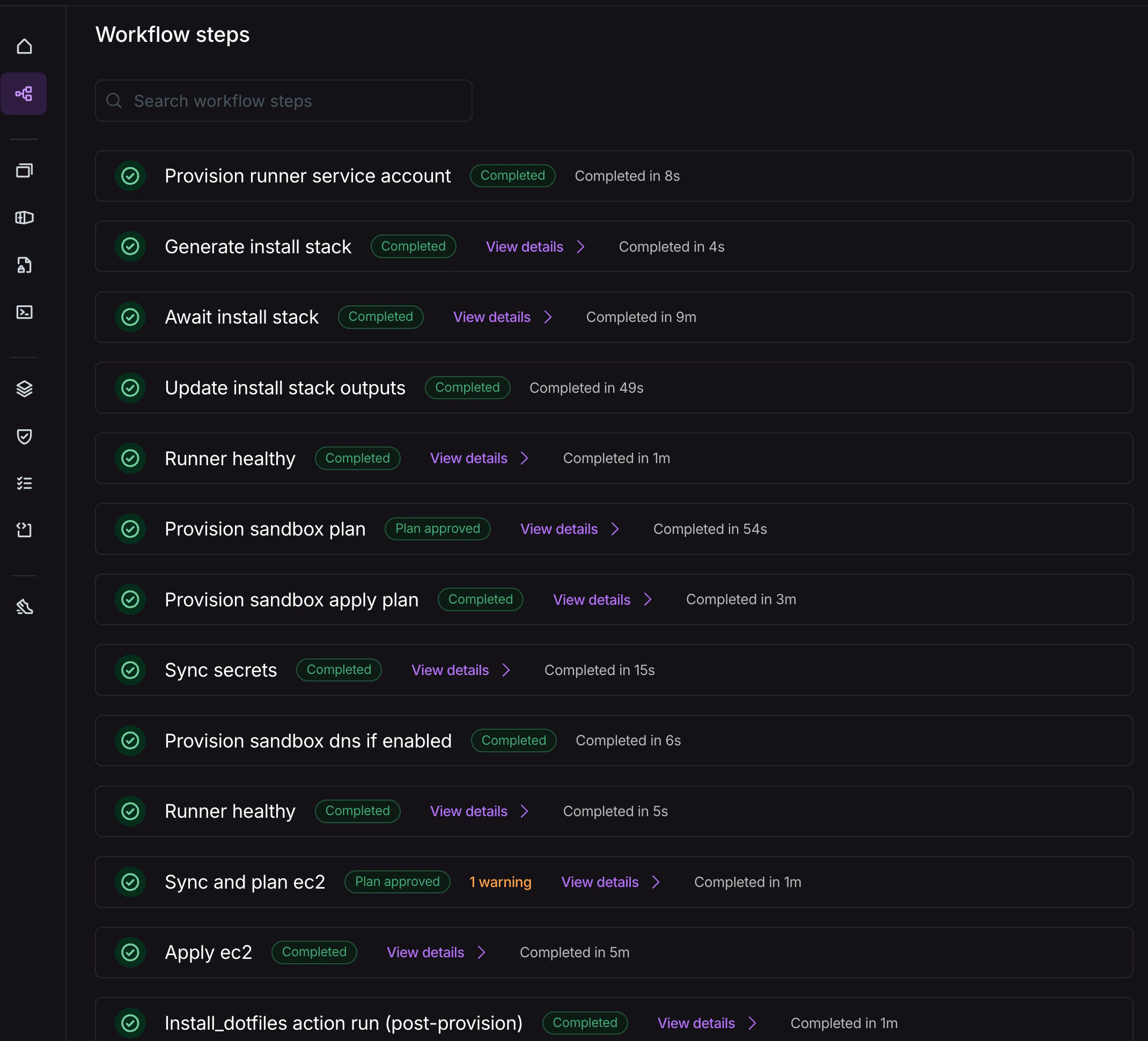 Install workflow
