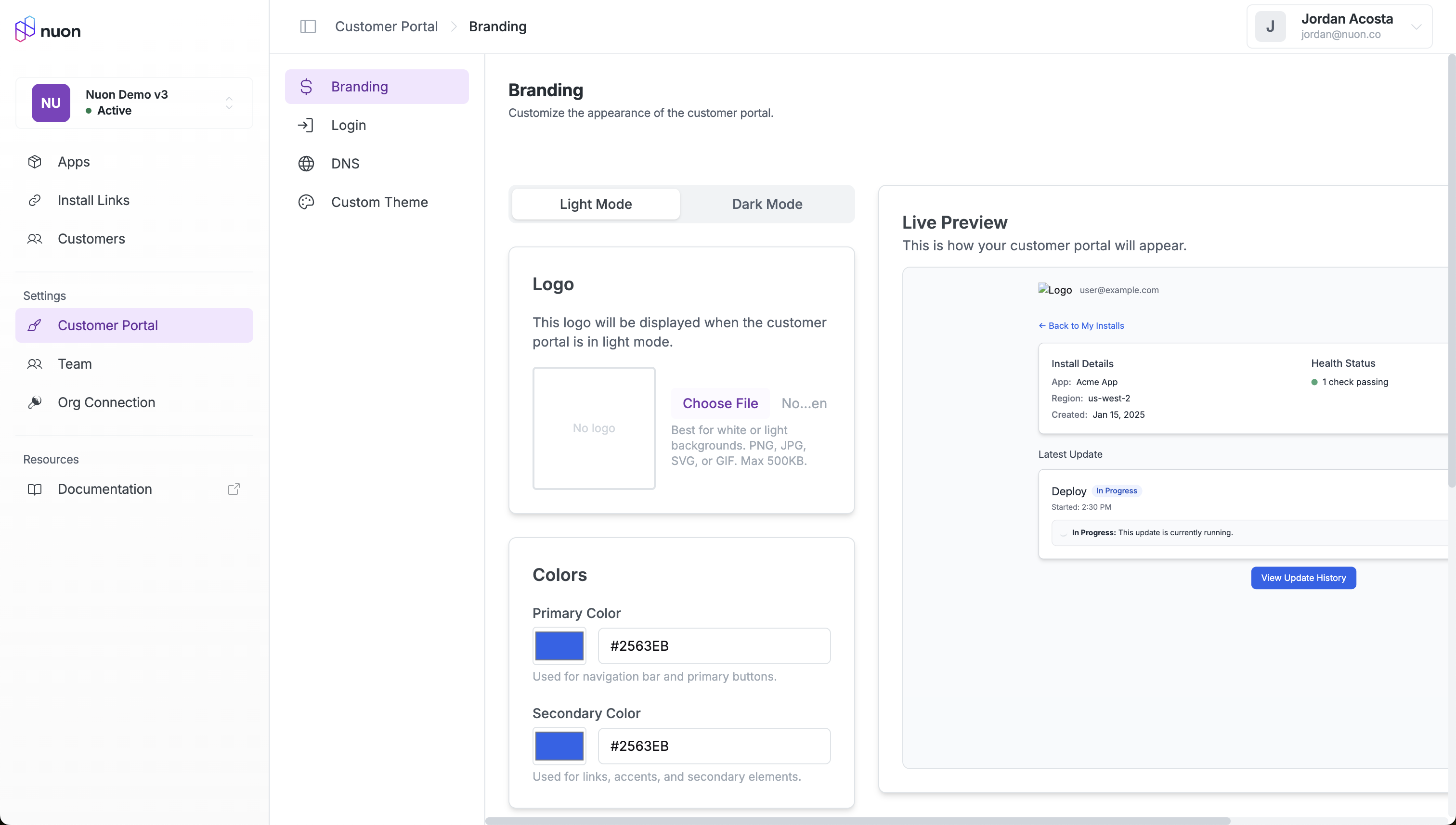 configure customer portal