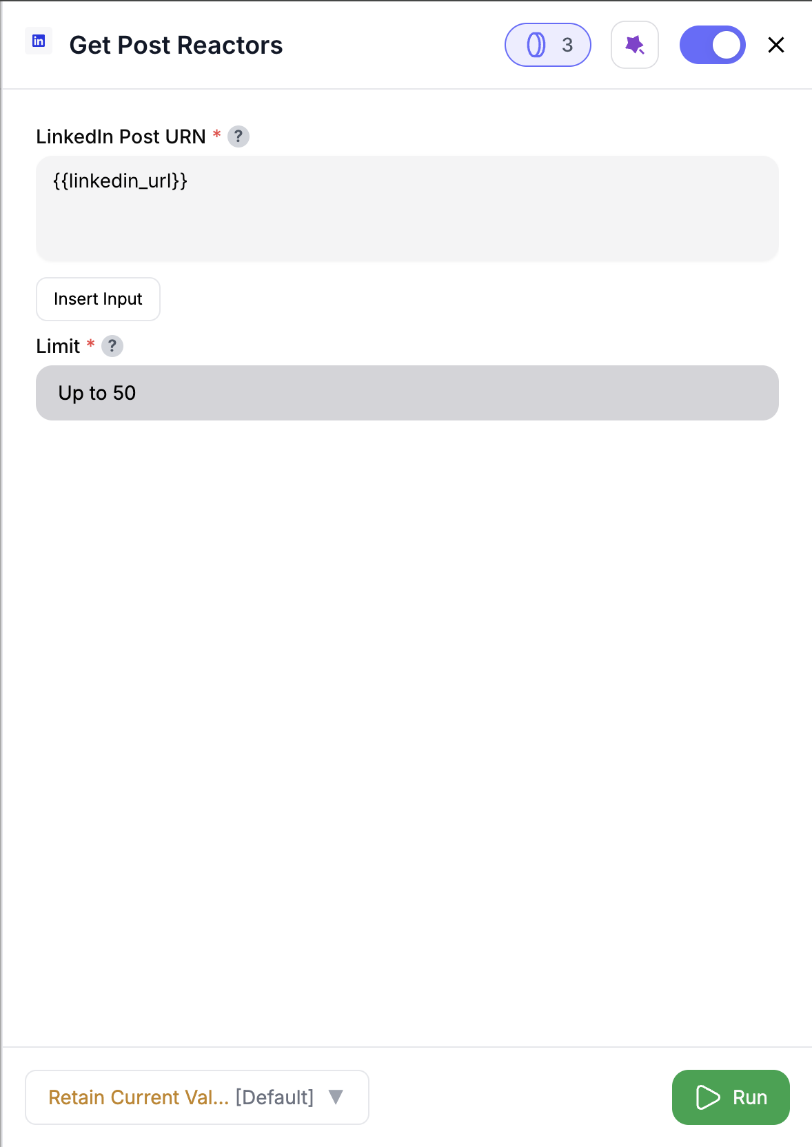 Get Post Reactors config screenshot