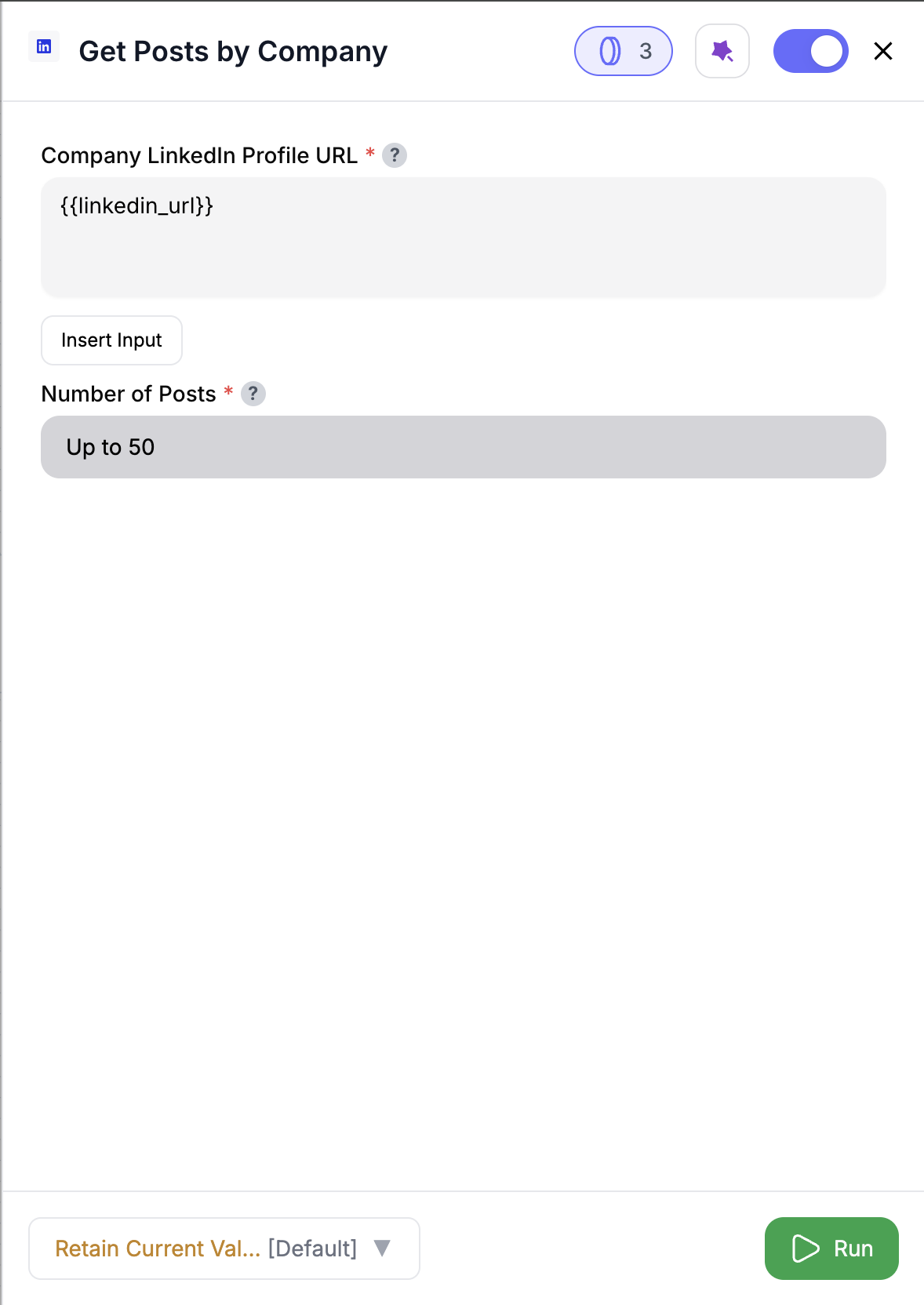 Get Posts By Company config screenshot