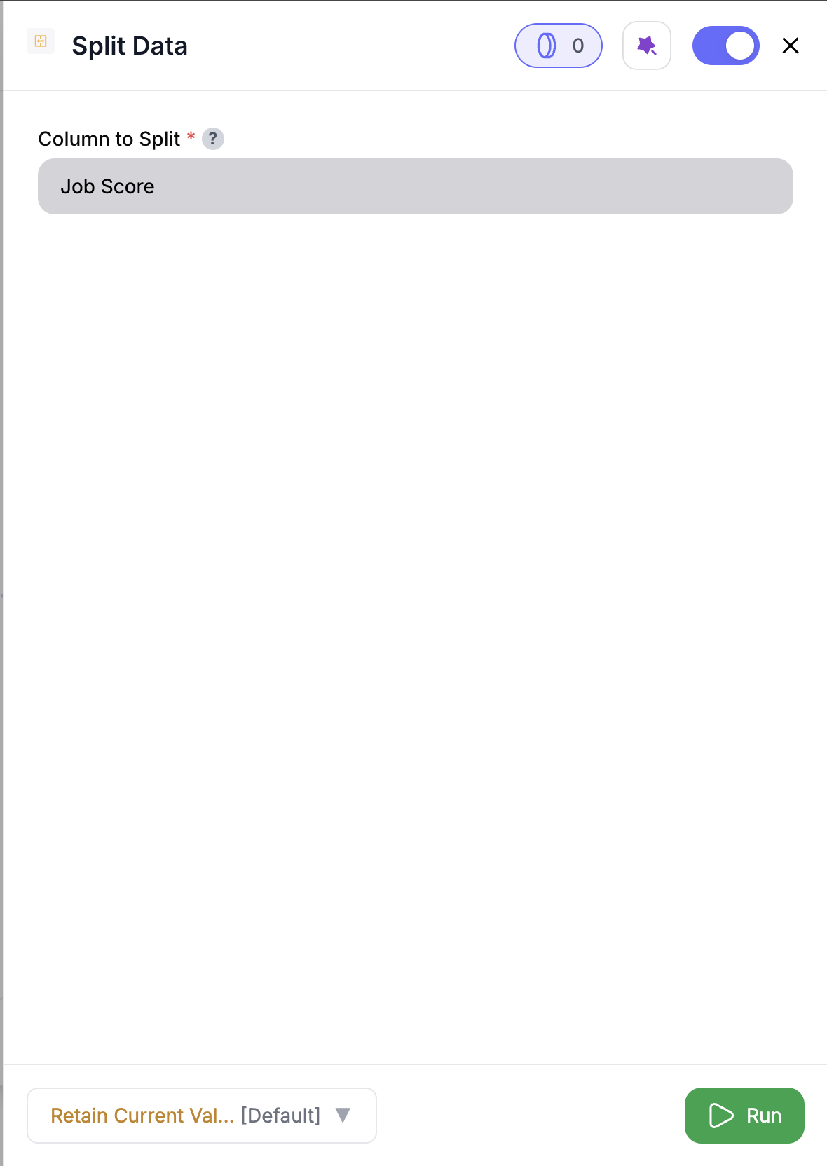 Split Data node configuration
