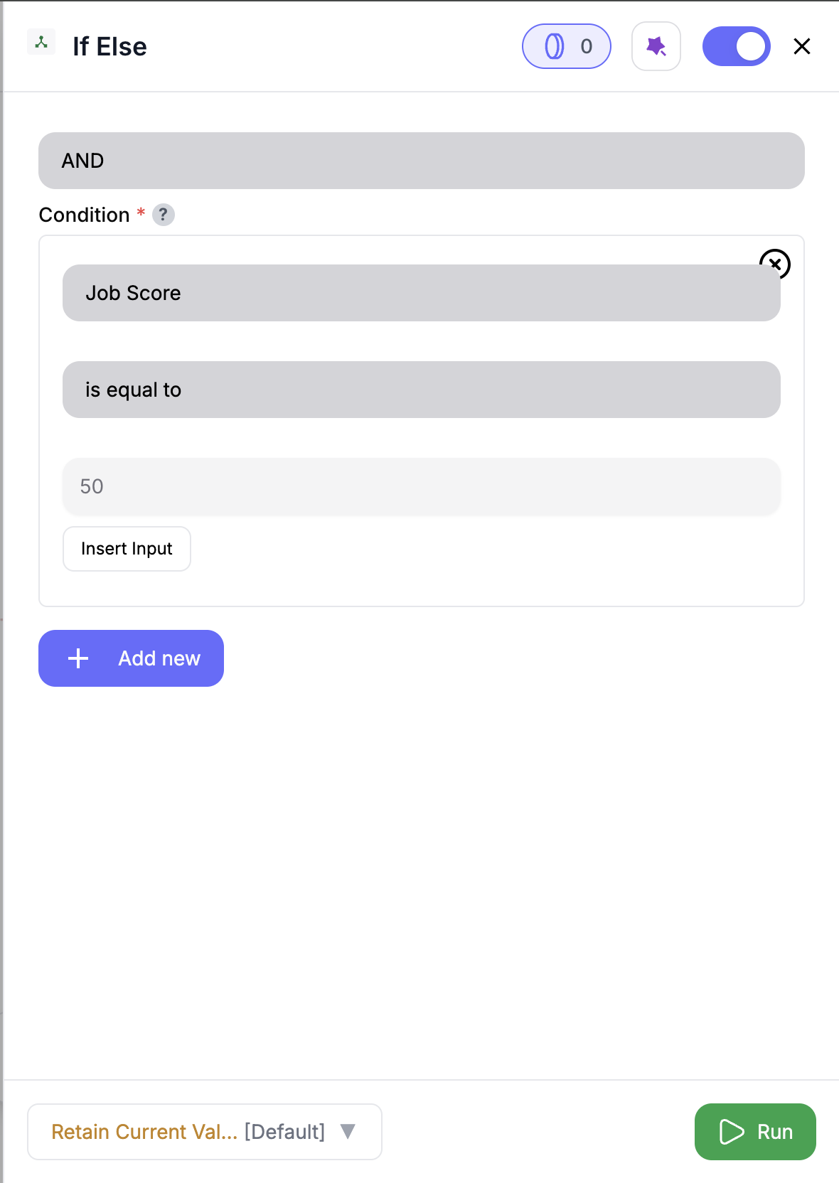 If-Else node configuration screenshot