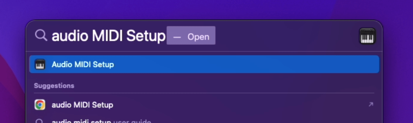 Open up audio midi search