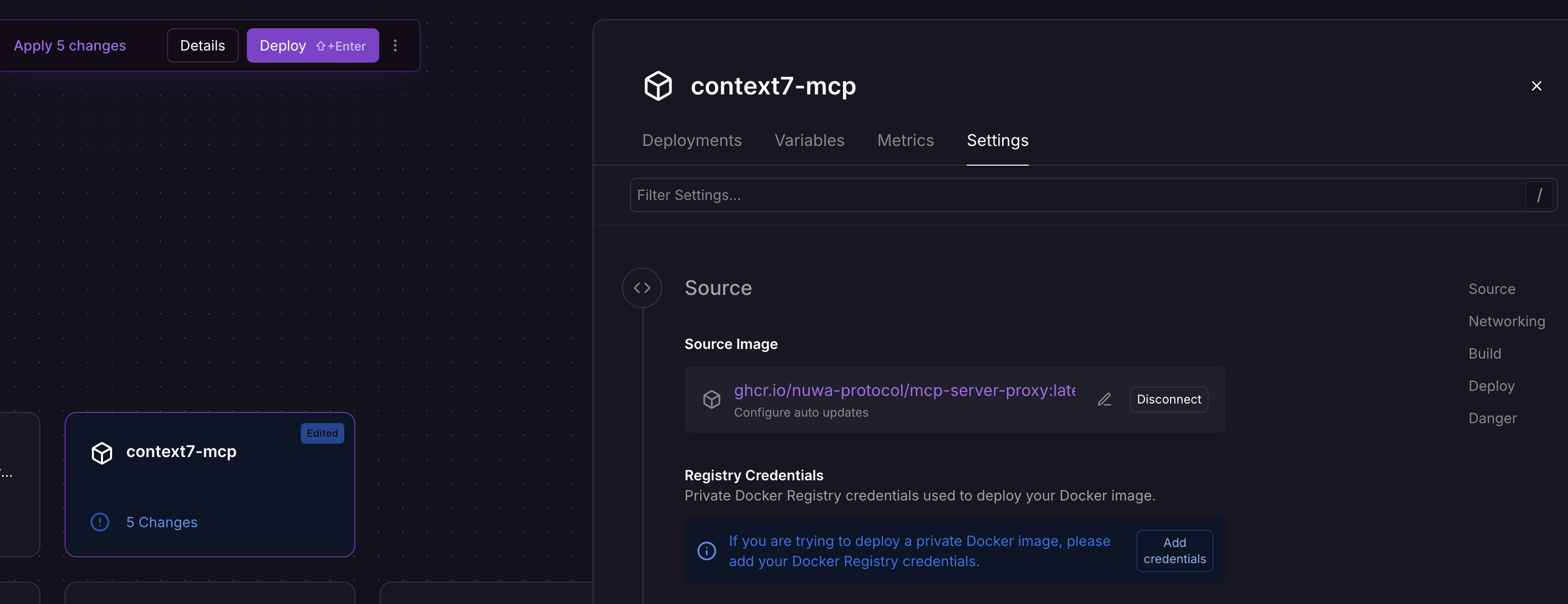Railway connect Docker image screenshot