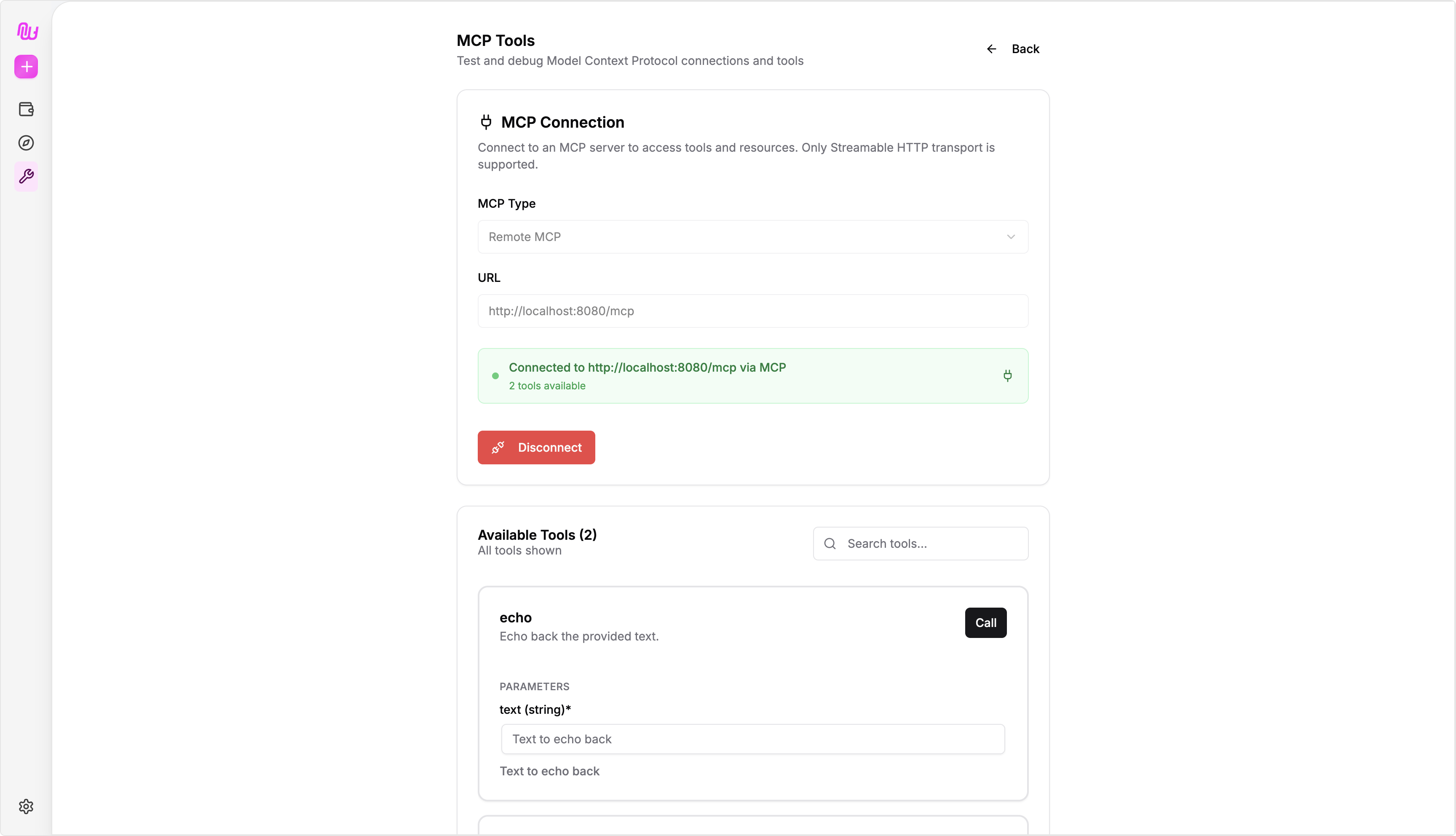 MCP Tool in the Cap Studio
