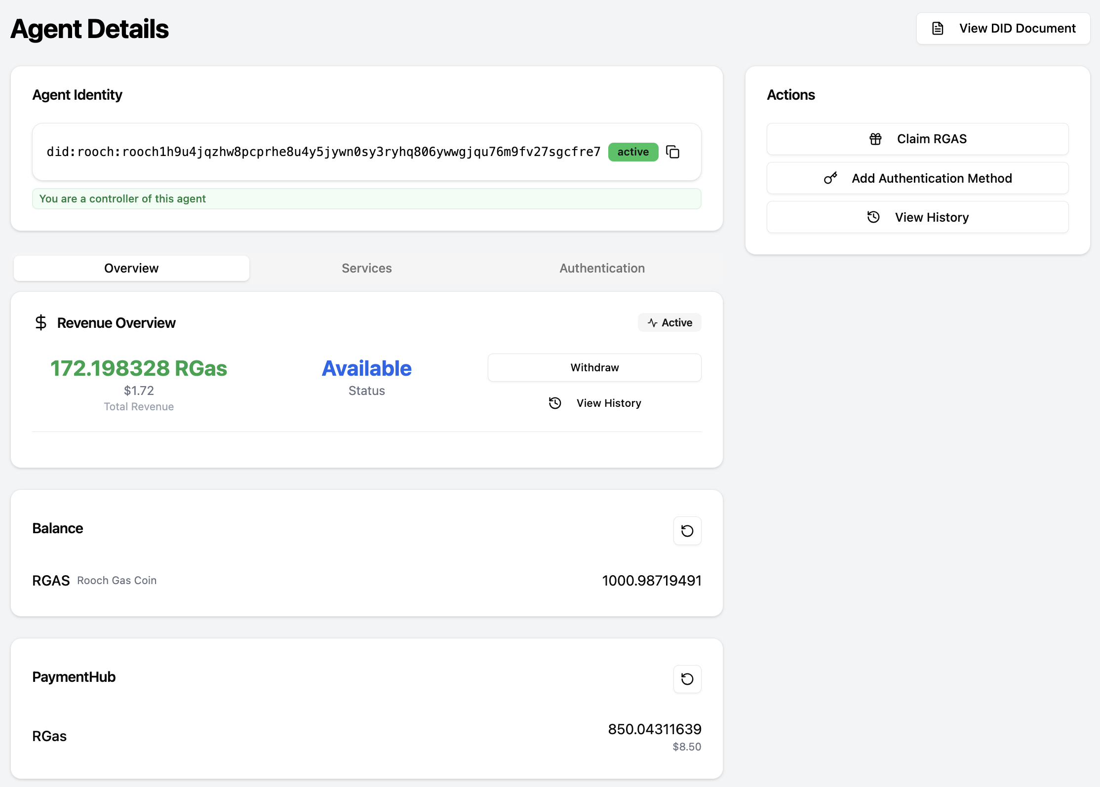 Revenue Overview card