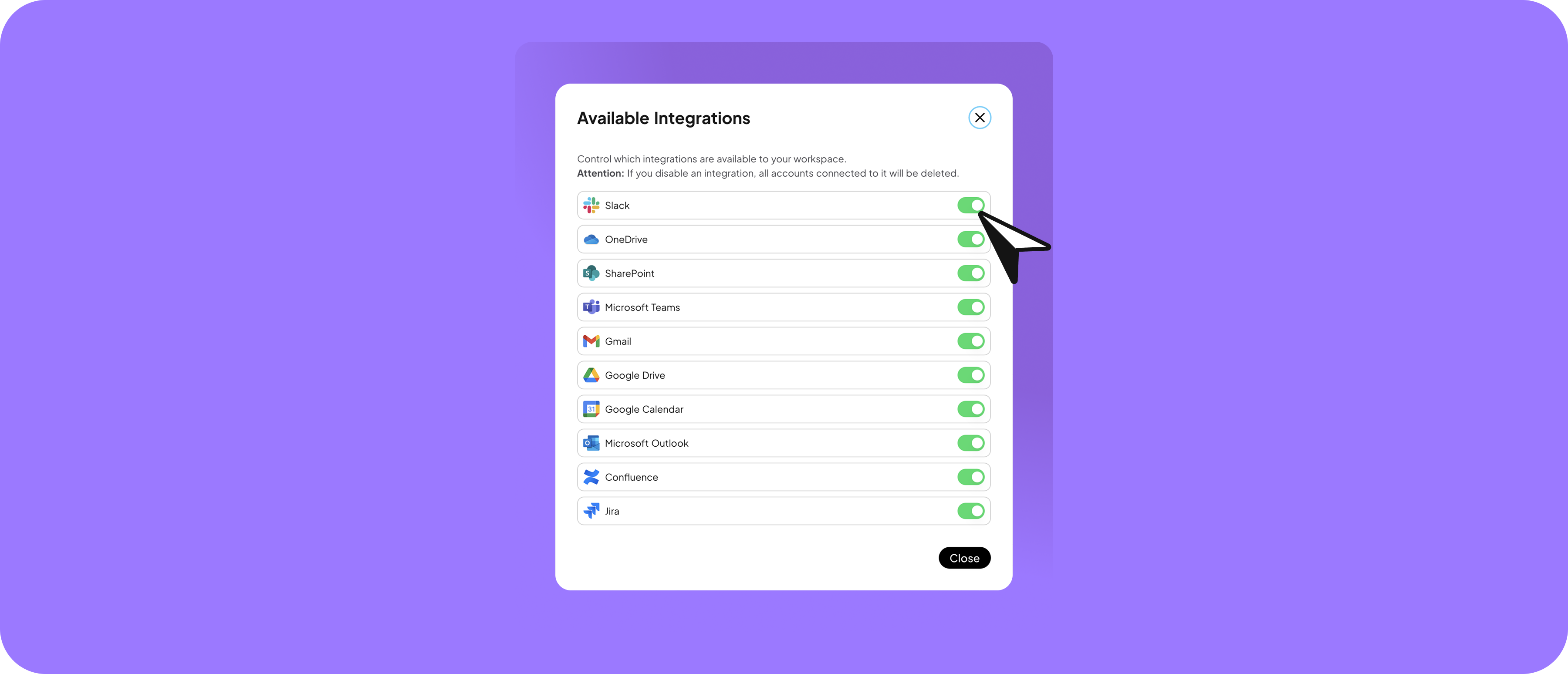 Manage Integrations Pn