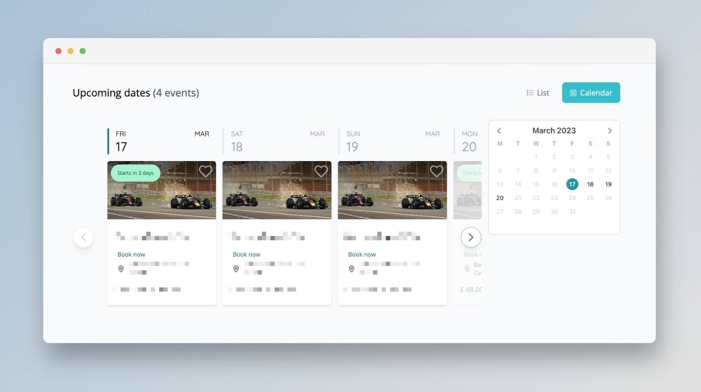 NEW: Mixed event schedule calendar