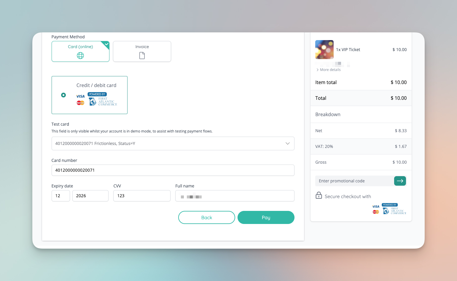 First Atlantic Commerce (PowerTranz) Payments