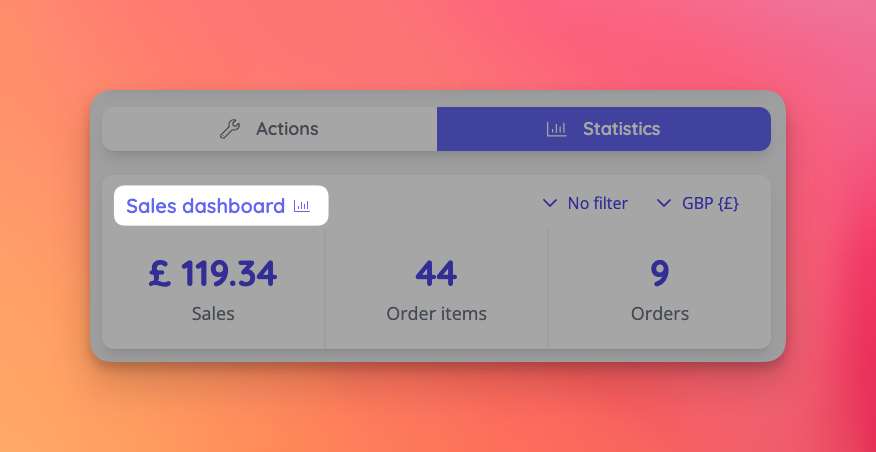 Access to sales dashboard via event dashboard.