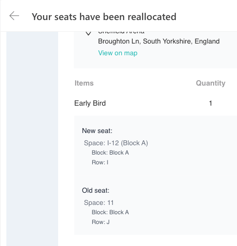Seat reallocation customer notification
