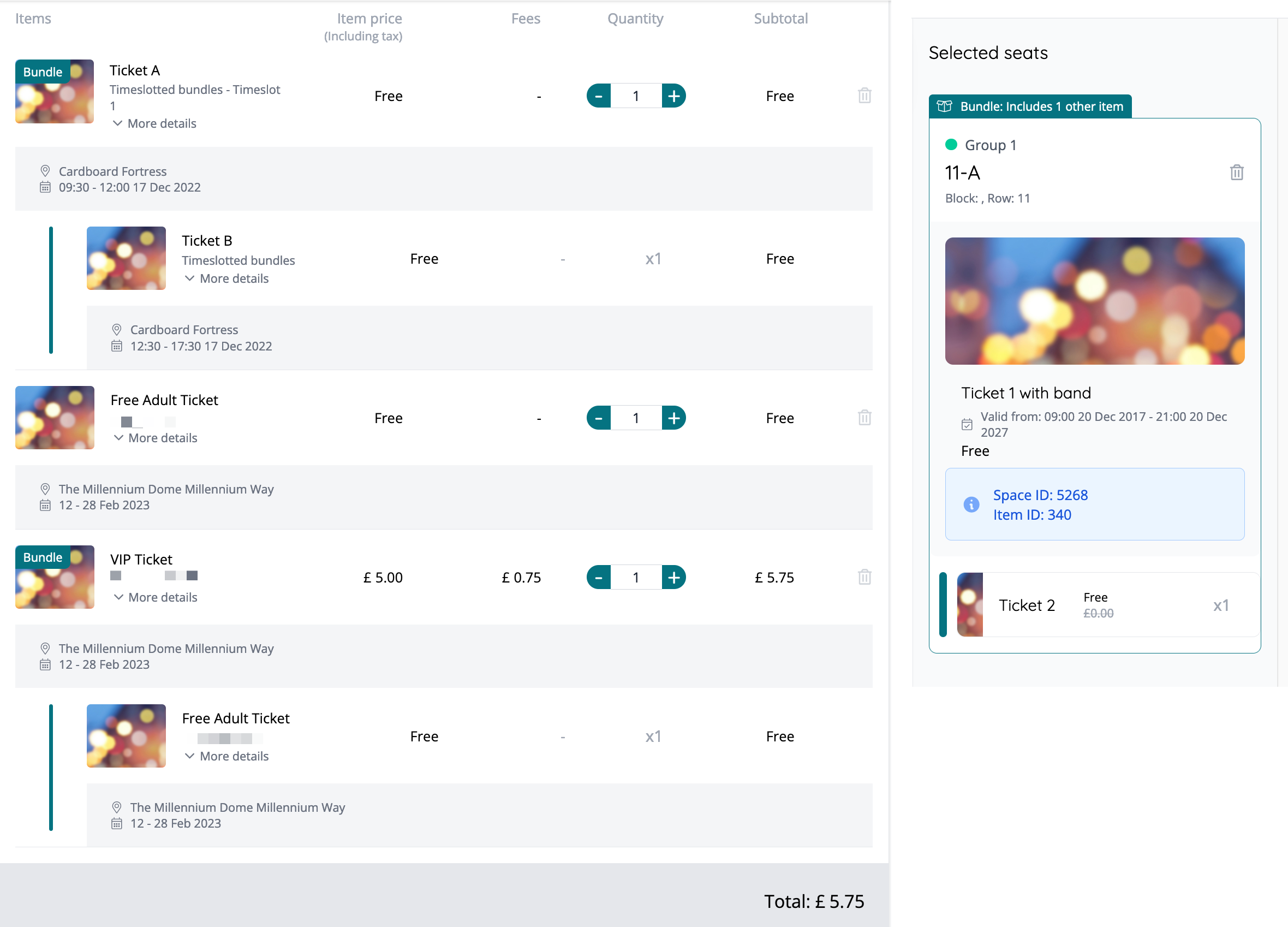 Seated, timeslotted & general admission bundles
