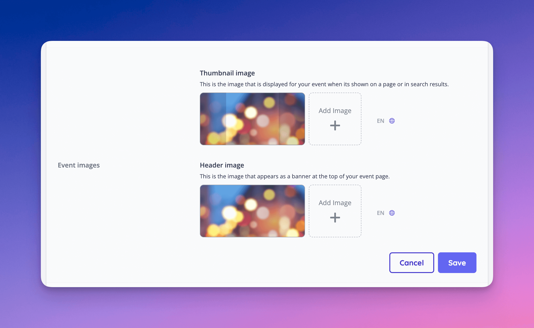 Image uploader now shows the 'bleed area' where important information should be positioned.