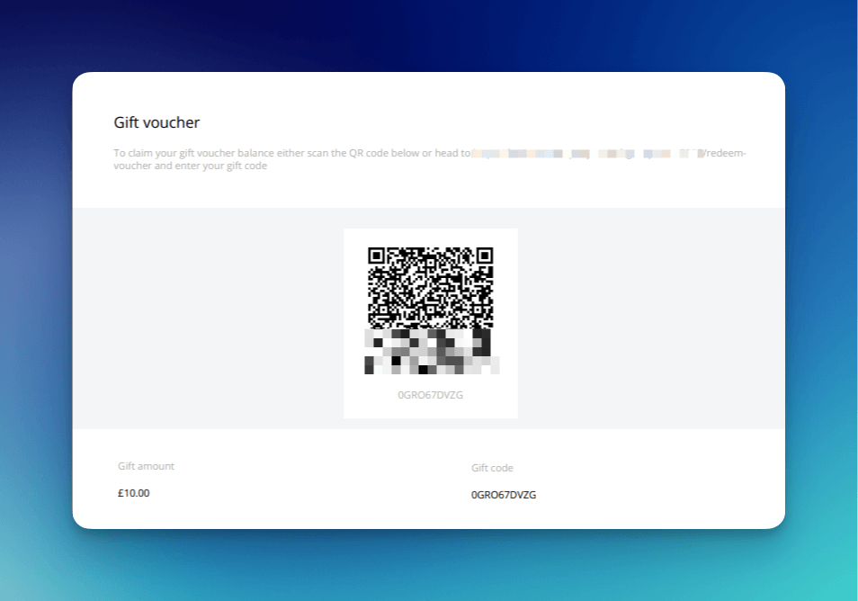 A gift voucher downloaded as a pdf.