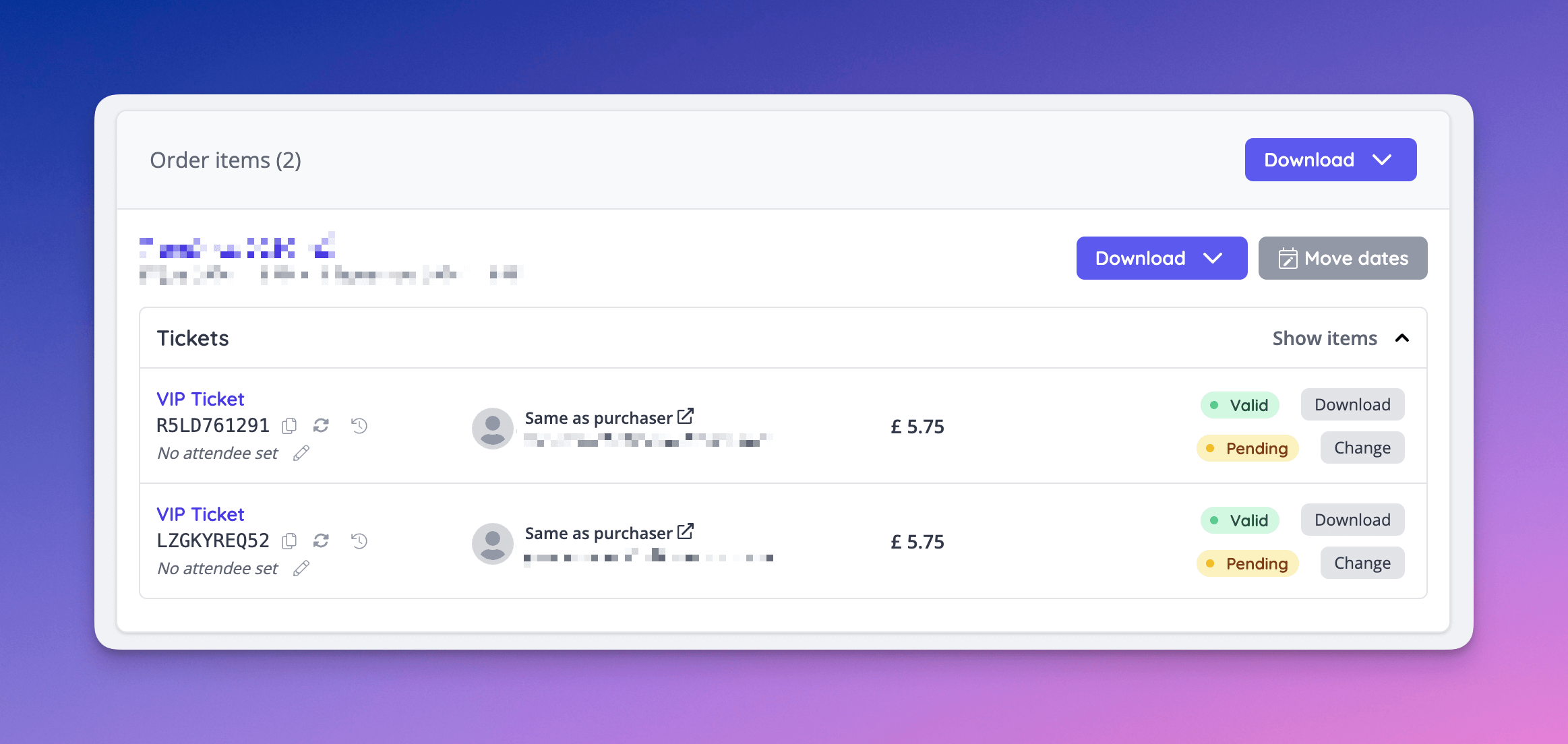 Attendee names can be updated in Admin when either box office or shop renaming is enabled at the event level.