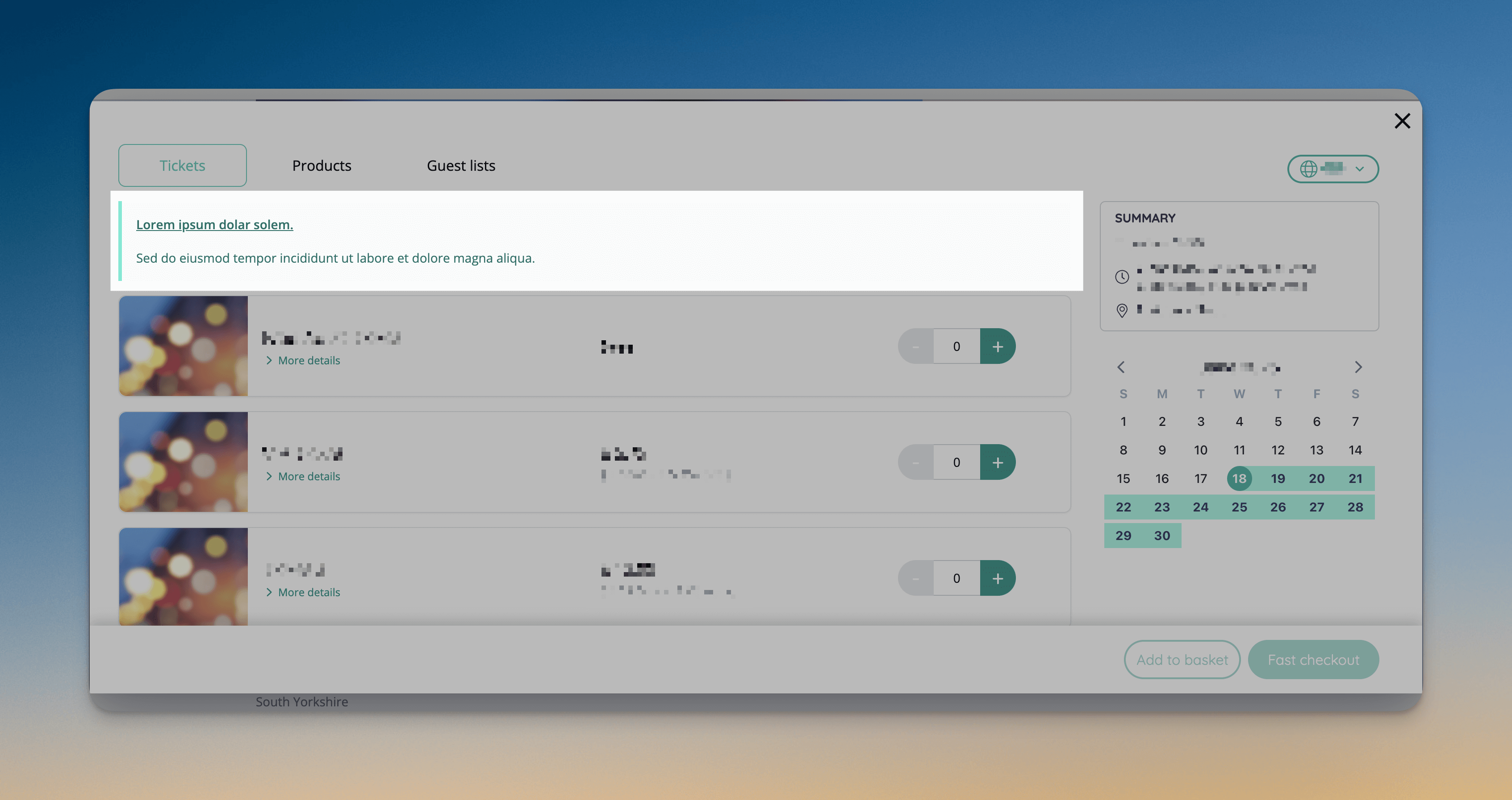 Customisable sales banner can be set globally at the company level, or configured at an individual event.