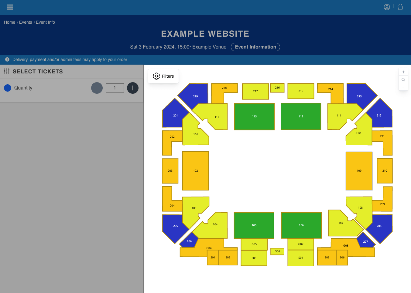 Example use-case of the new embeddable seating plan widget