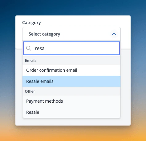 Resale email wording can be managed via admin text manager.