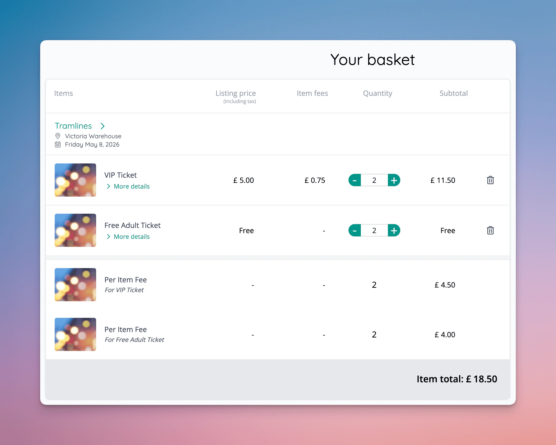 Each item fee now shows a clear relationship with other sale items in the basket, making it easier for customers to understand why fees are applied.