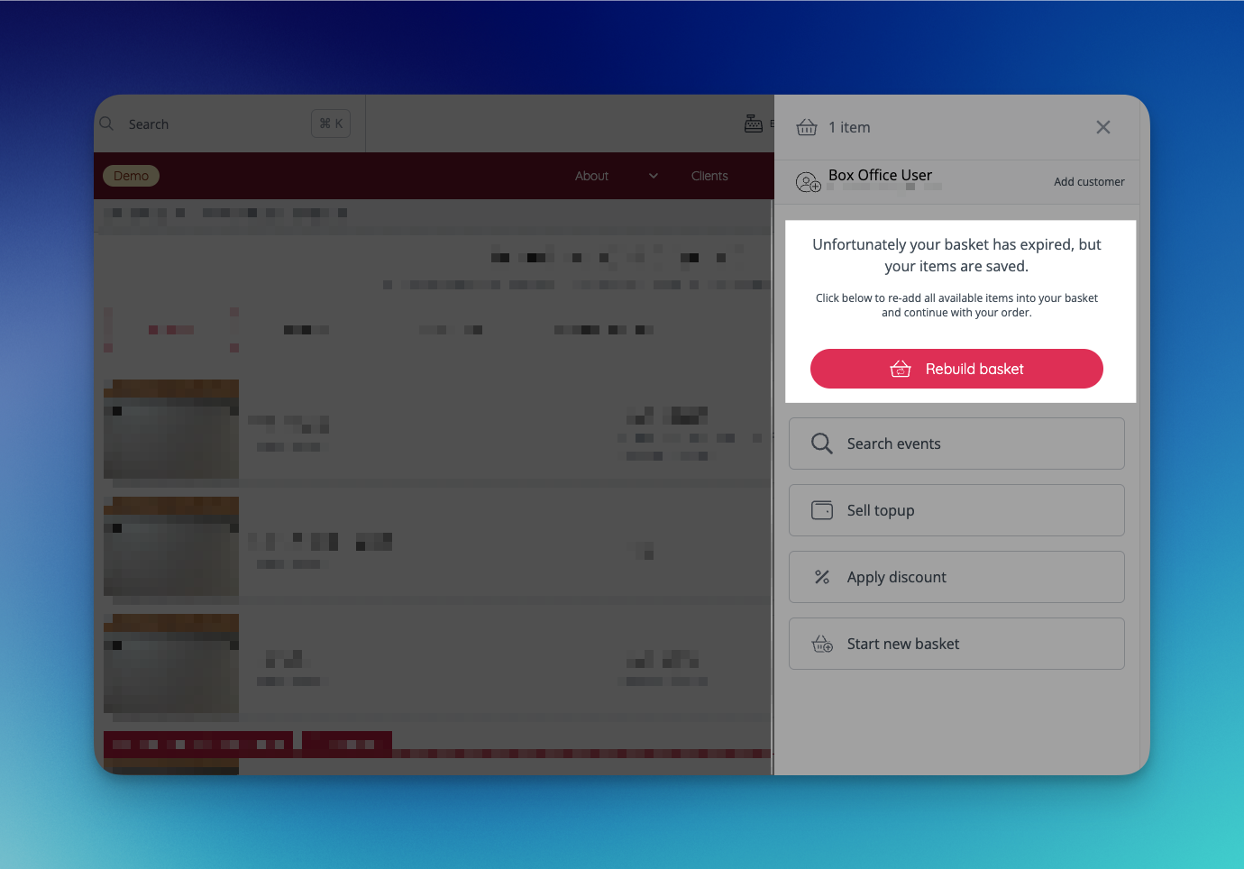 You can now rebuild an expired basket in box office.
