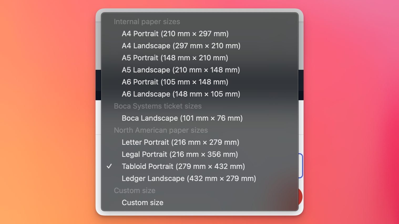 North American paper size defaults.