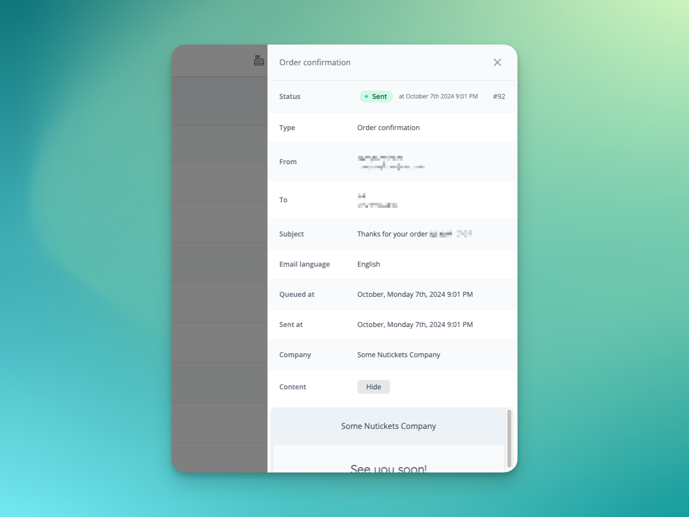 More detail of a particular email.