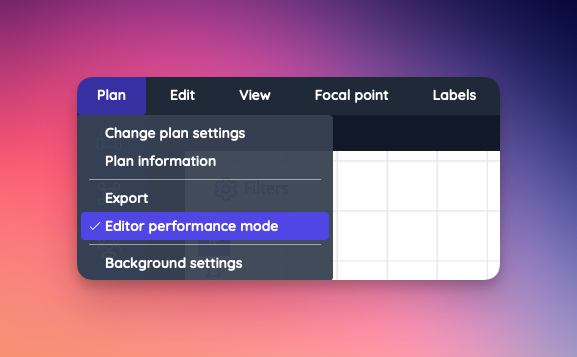 Performance mode option in seating plan editor