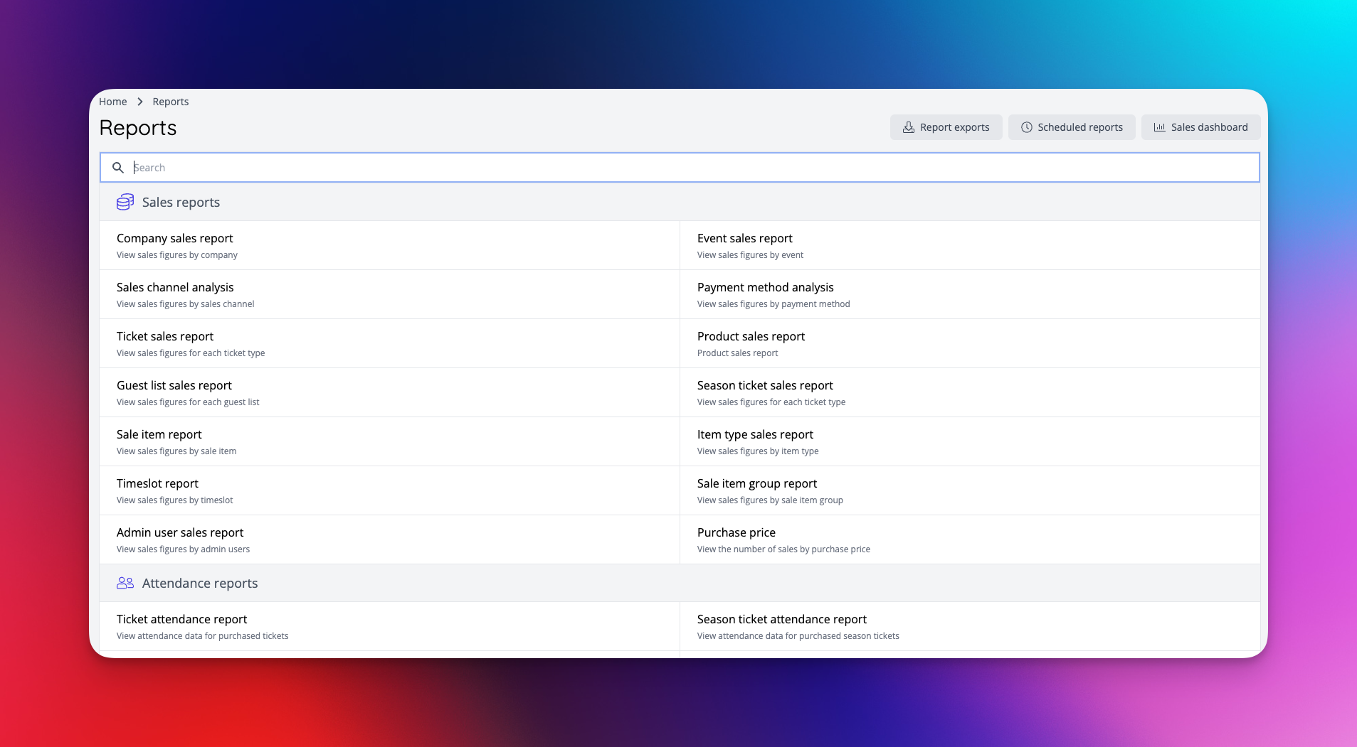 Increased density of reports index view and added a custom report search function.