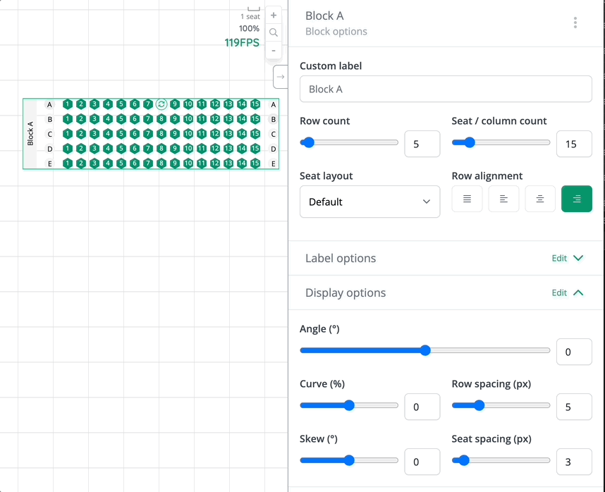 Additional seat layout shifting settings
