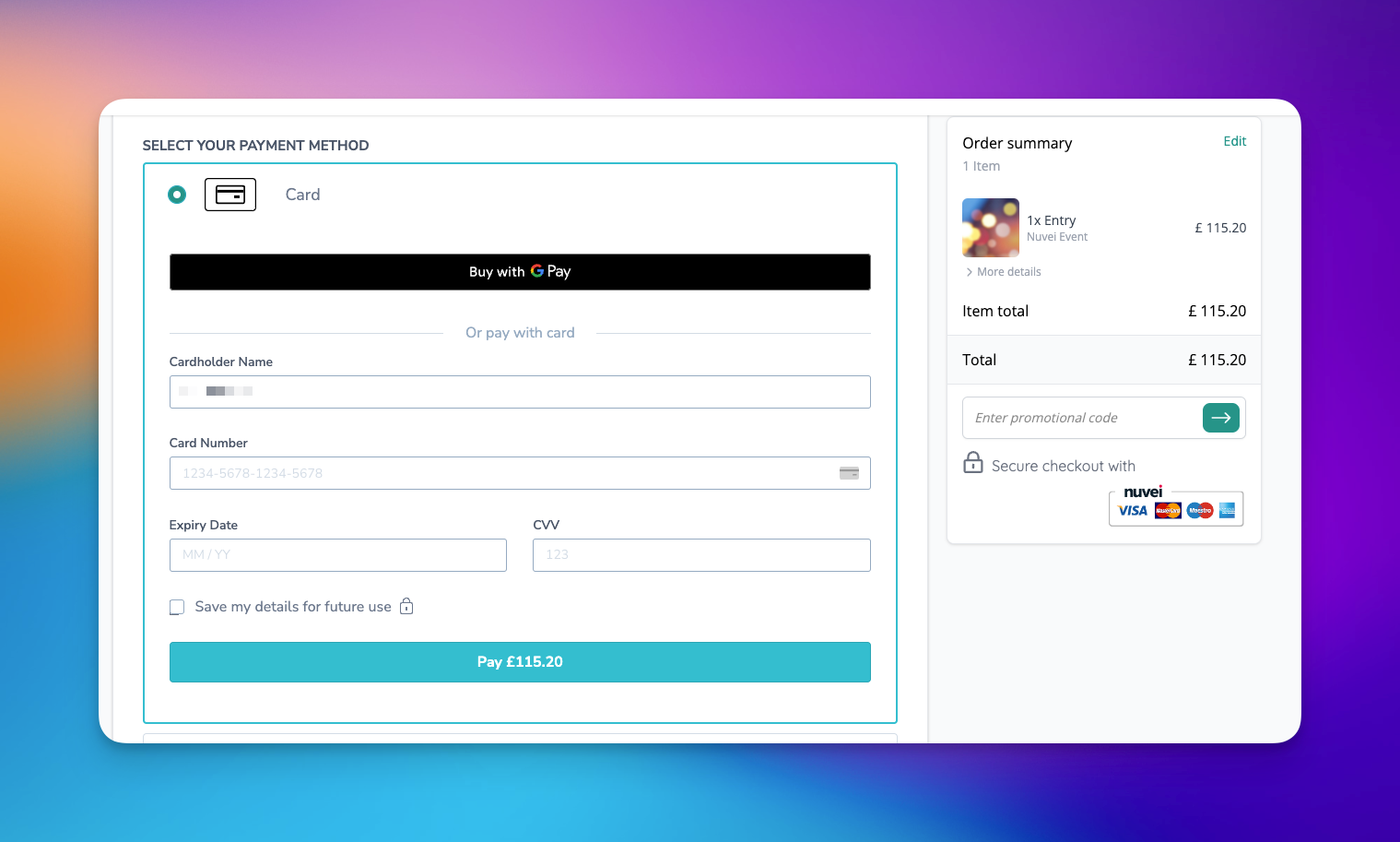 Sell tickets using Nuvei
