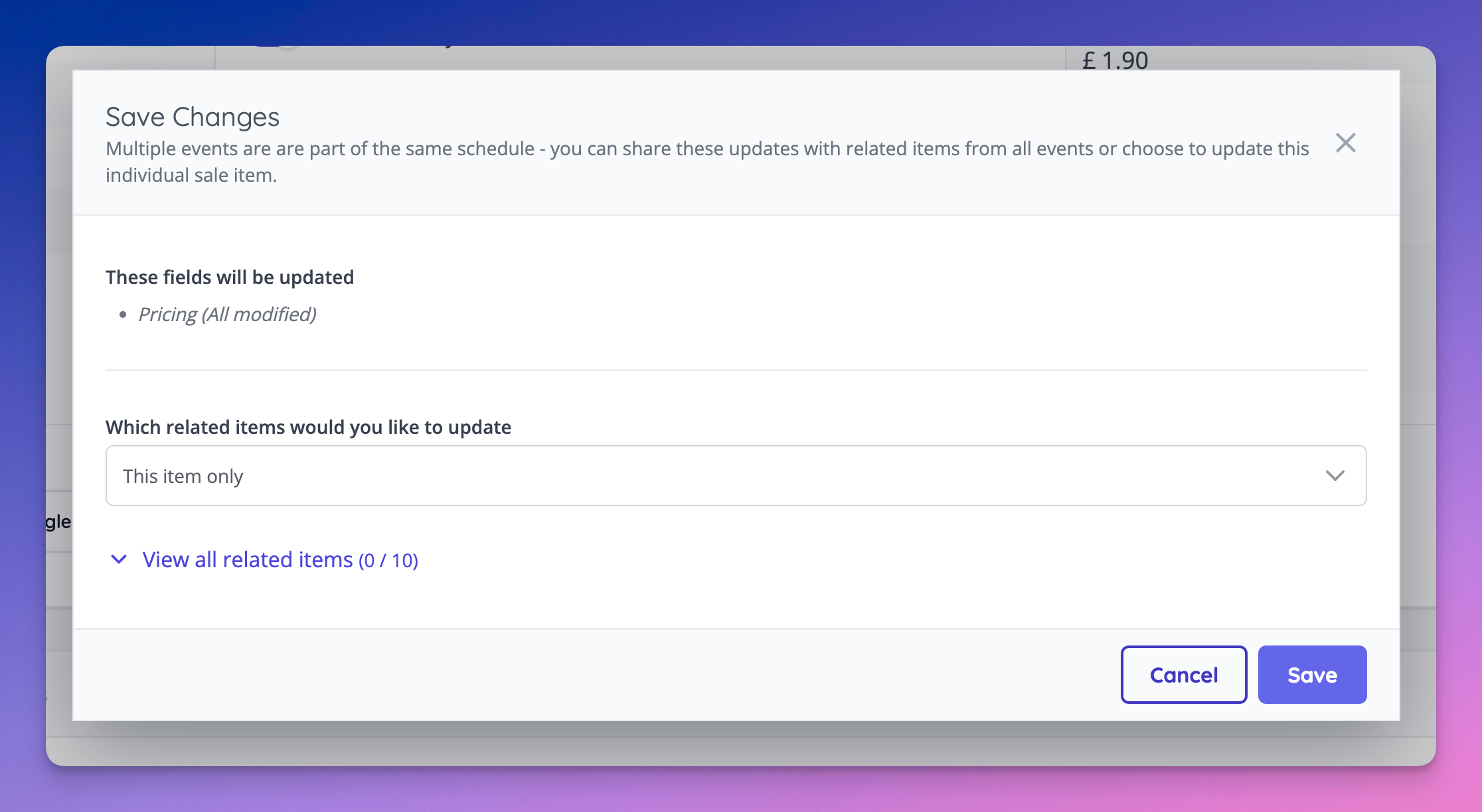 Where the item is assigned to a scheduled event, we present a more schedule focused options.