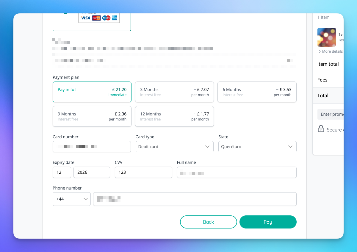 Interest-free instalments through Bloomin (MX)