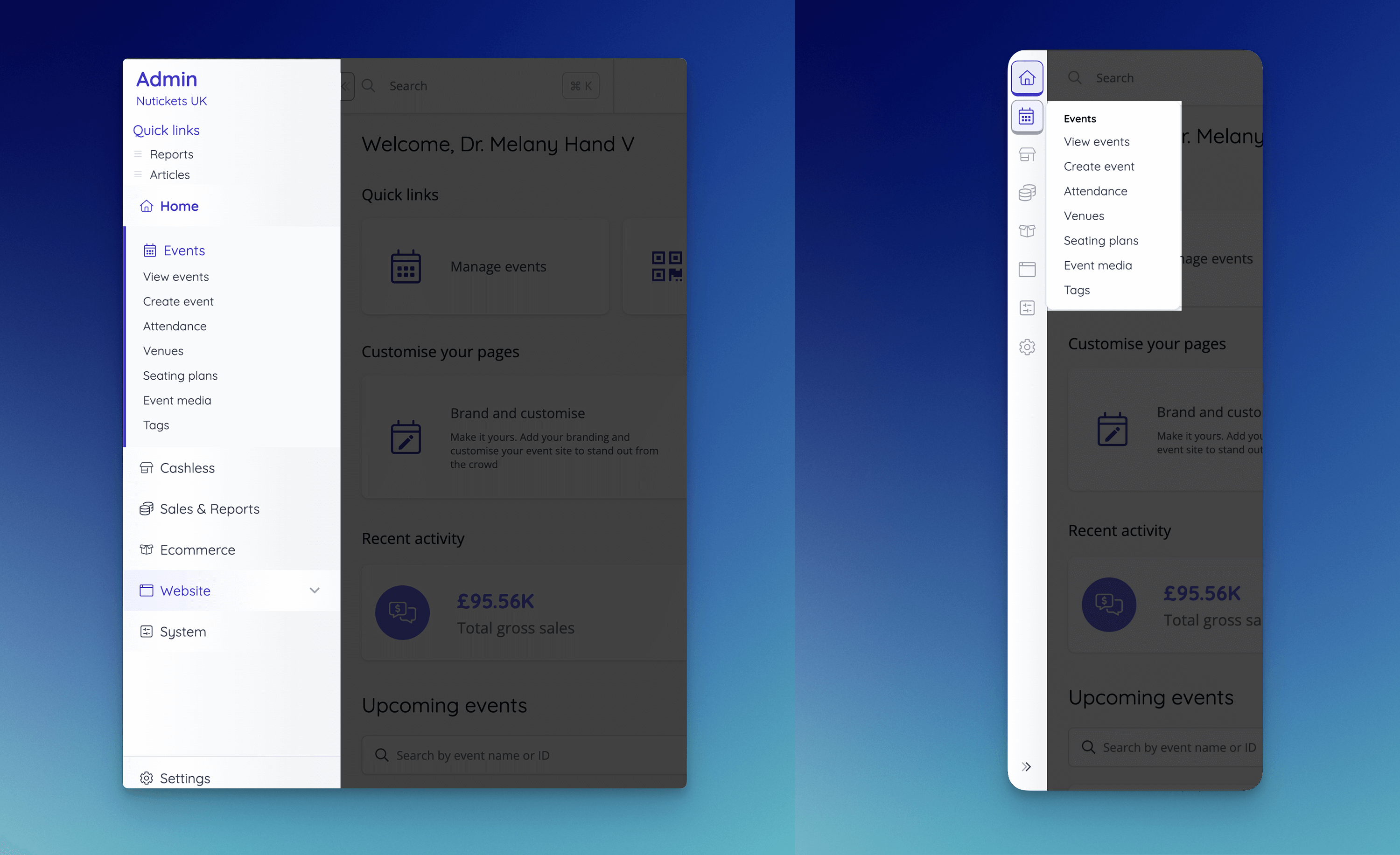 Each group now corresponds to an icon making collapsed menu navigation easier.