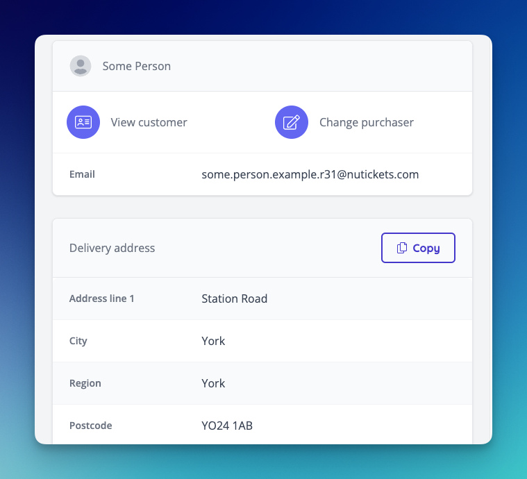 Delivery address is displayed on the order page in Admin.
