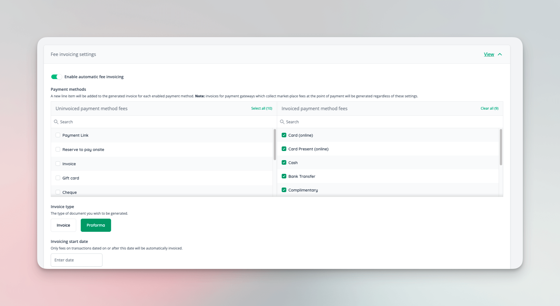 NEW: automatic invoice configuration for resellers