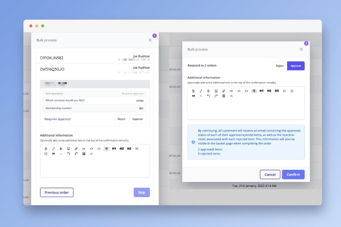 Bulk approvals: line-by-line and respond-to-all
