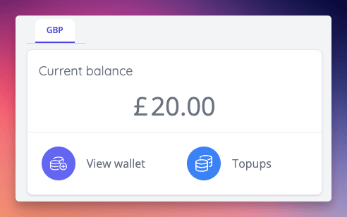 Customer wallet balance alongside related wallet actions